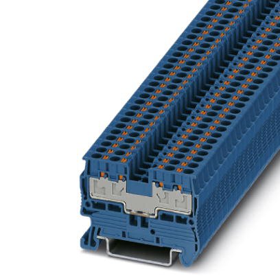 Phoenix Contact Multi-Conductor Terminal Block; PT 2.5/S-QUATTRO BU; 20A; 600V; 1-Level; #28 - #12; Push-In Connection; Blue